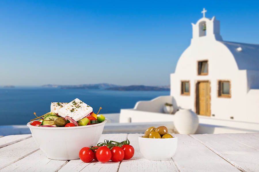 Greek food background. Traditional different greek dishes. escursioni-a-Kos